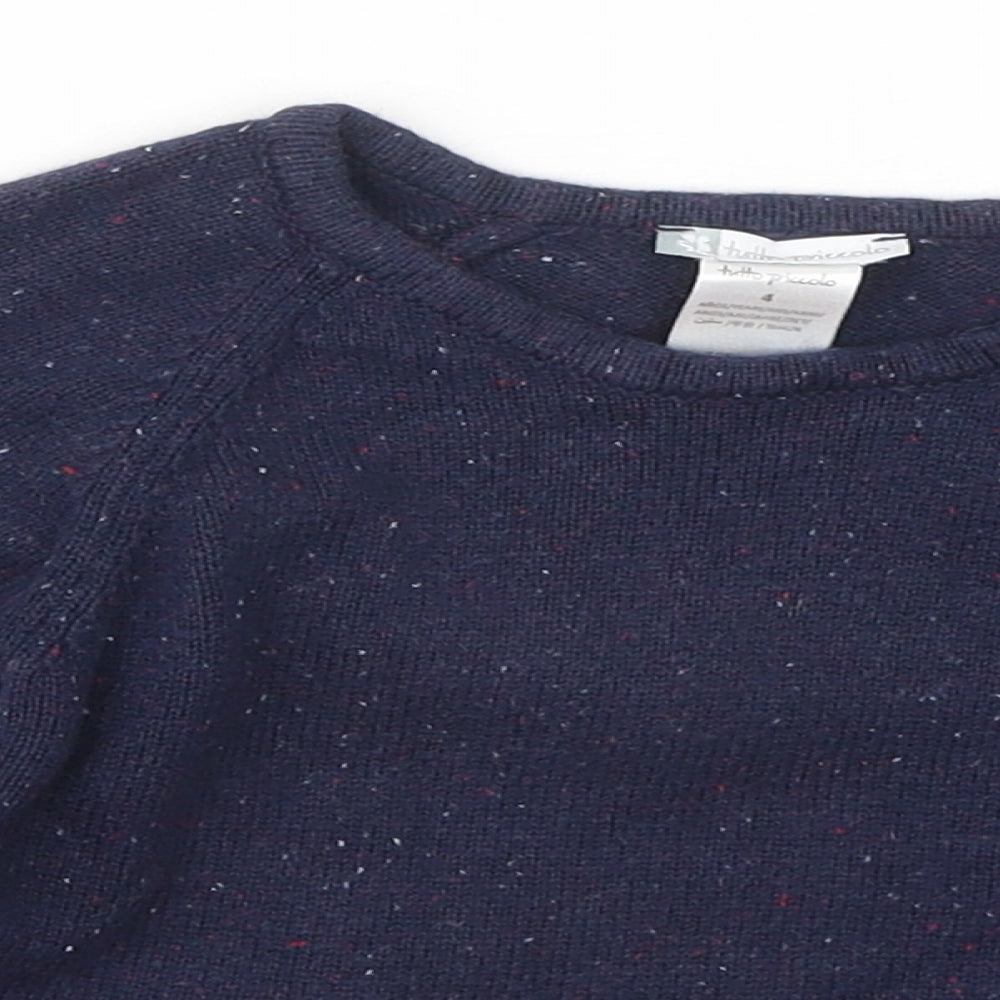 Tutto Piccolo Boys Blue Round Neck Cotton Pullover Jumper Size 4 Years
