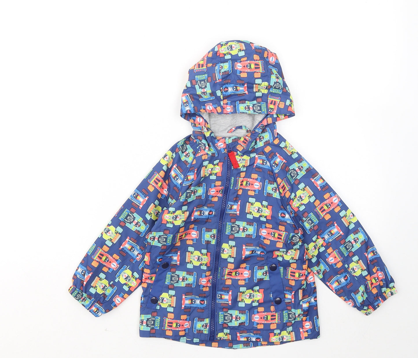TU Boys Blue Geometric Rain Coat Coat Size 18 Months - Racing Cars