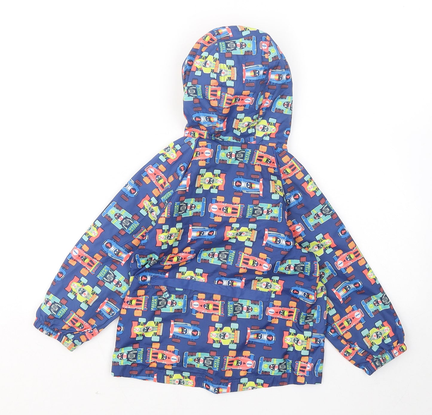 TU Boys Blue Geometric Rain Coat Coat Size 18 Months - Racing Cars