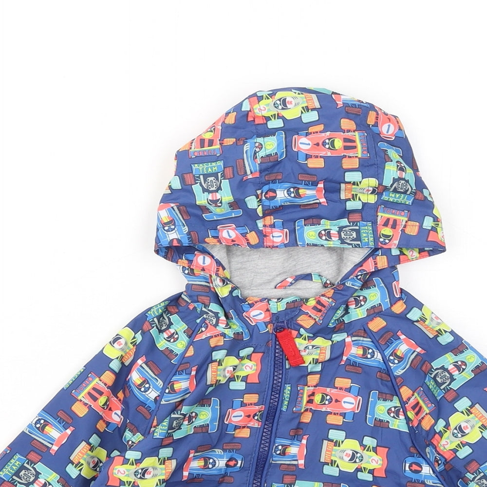 TU Boys Blue Geometric Rain Coat Coat Size 18 Months - Racing Cars