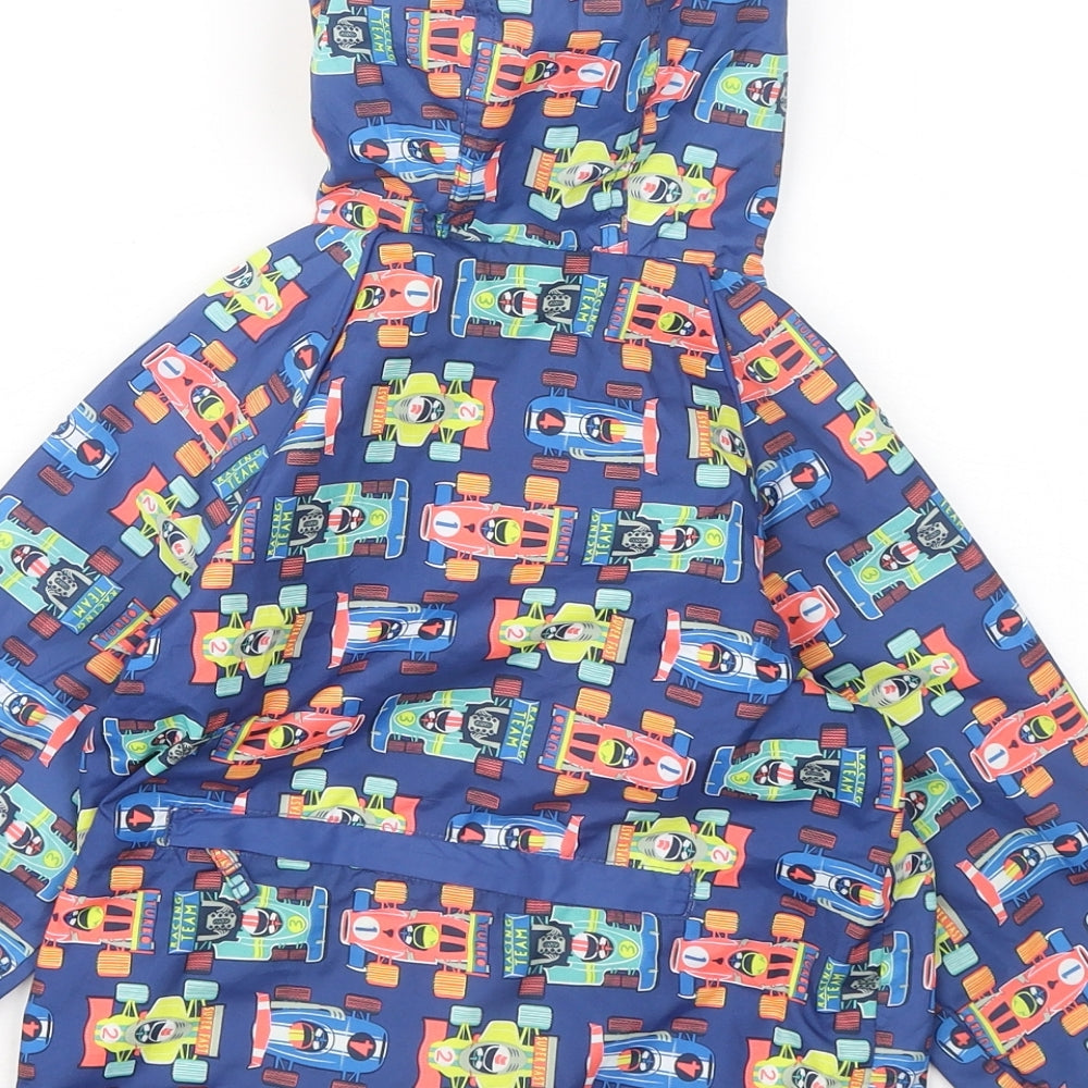 TU Boys Blue Geometric Rain Coat Coat Size 18 Months - Racing Cars