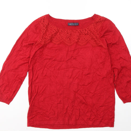 Marks and Spencer Womens Red Round Neck Acrylic Pullover Jumper Size M