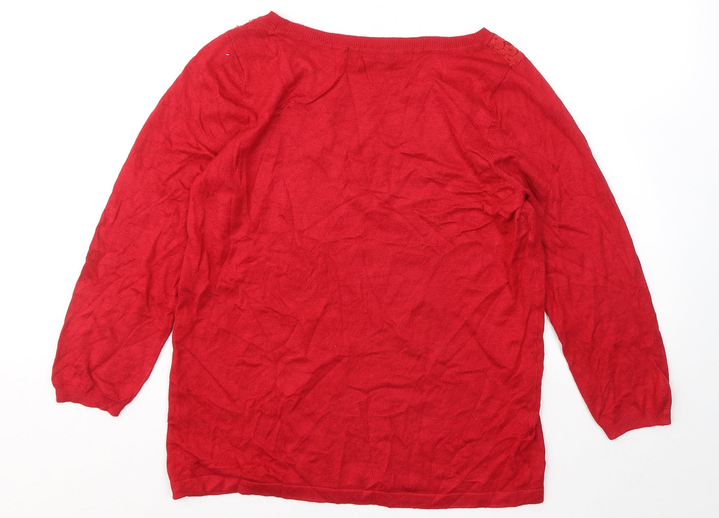 Marks and Spencer Womens Red Round Neck Acrylic Pullover Jumper Size M