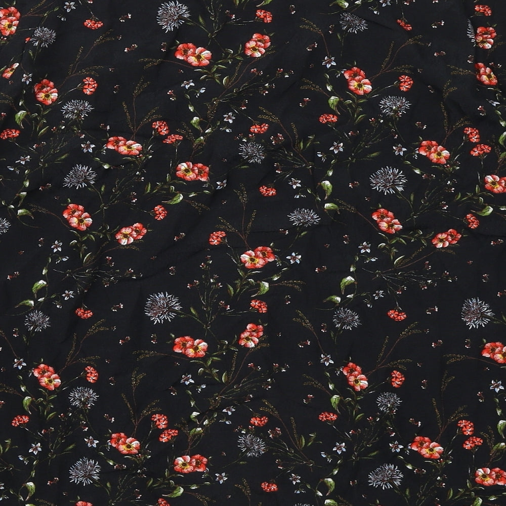 Ulla Popken Womens Black Floral Cotton Full Zip Hoodie Size 16