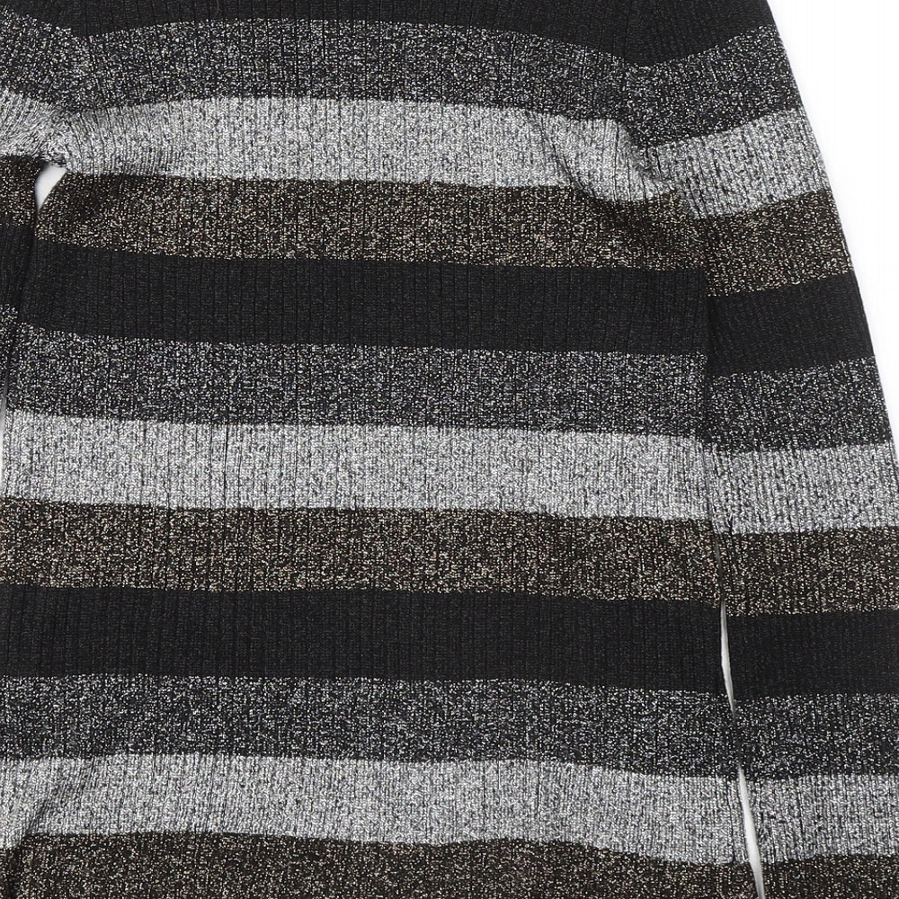 Papaya Womens Multicoloured Striped Viscose Basic T-Shirt Size 12 Round Neck