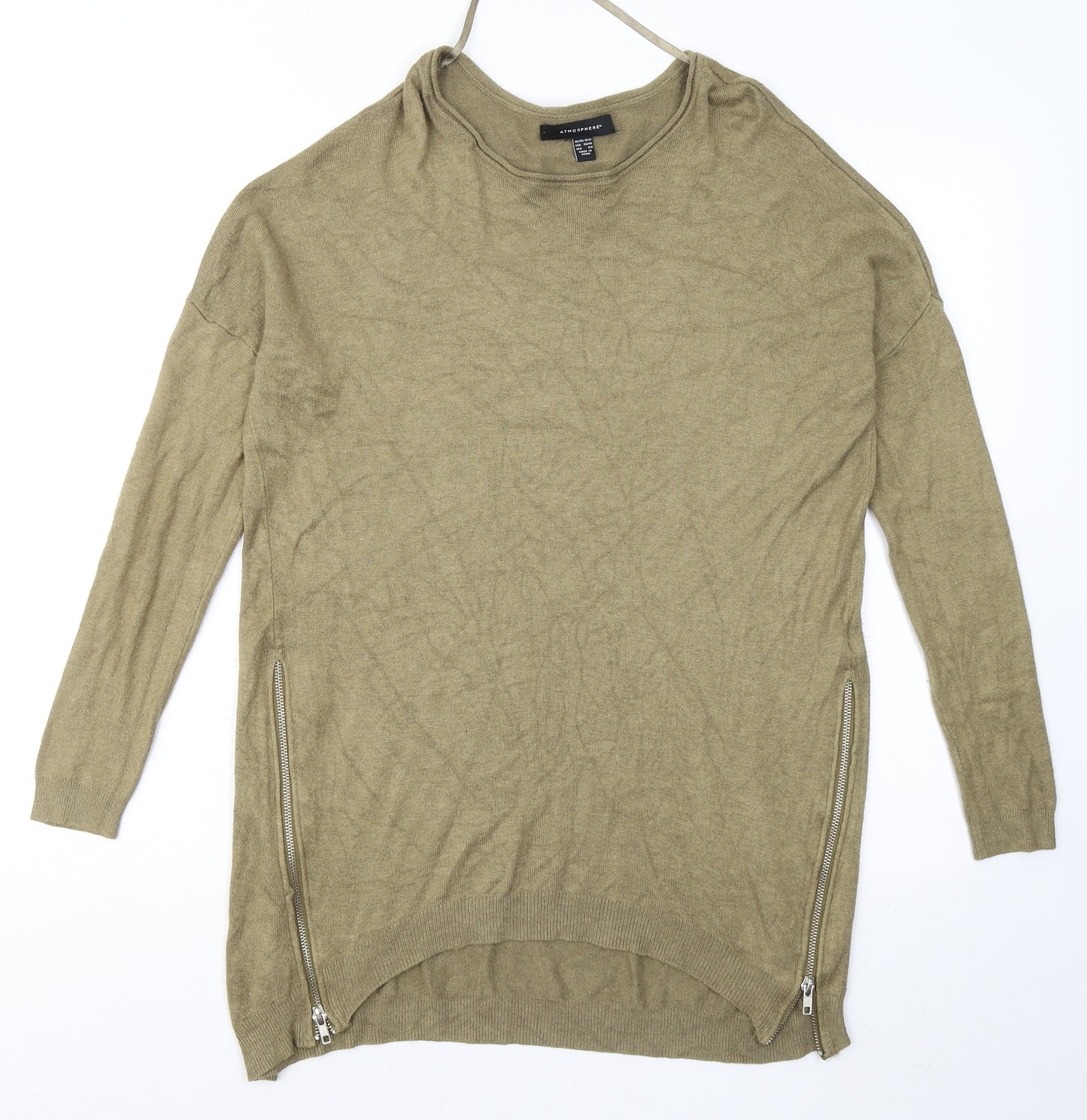 Atmosphere Womens Green Round Neck Viscose Pullover Jumper Size 10