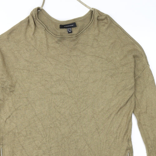 Atmosphere Womens Green Round Neck Viscose Pullover Jumper Size 10