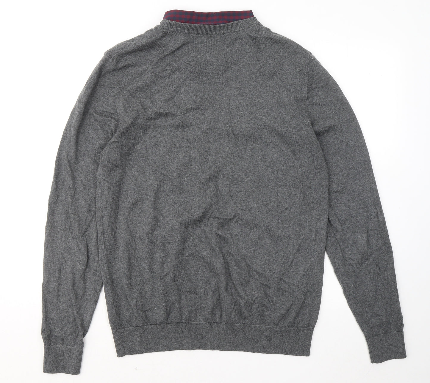 NEXT Mens Grey Collared Cotton Pullover Jumper Size L