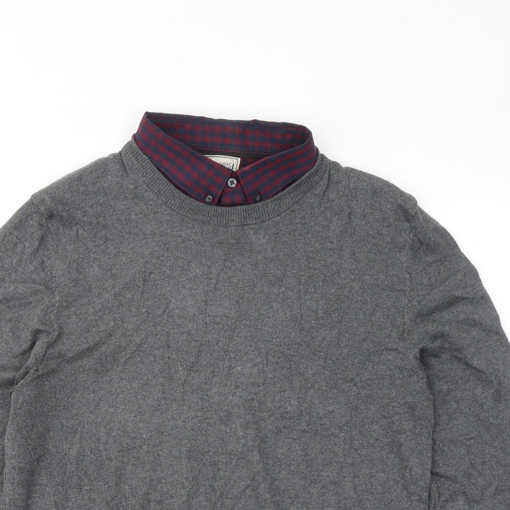 NEXT Mens Grey Collared Cotton Pullover Jumper Size L