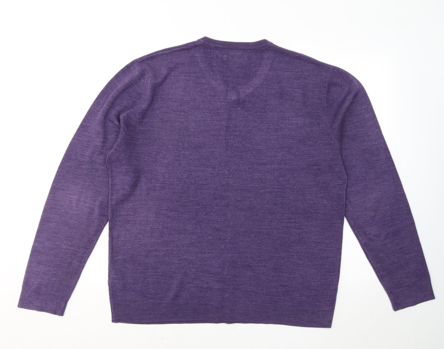 Atlantic Bay Mens Purple V-Neck Acrylic Pullover Jumper Size L