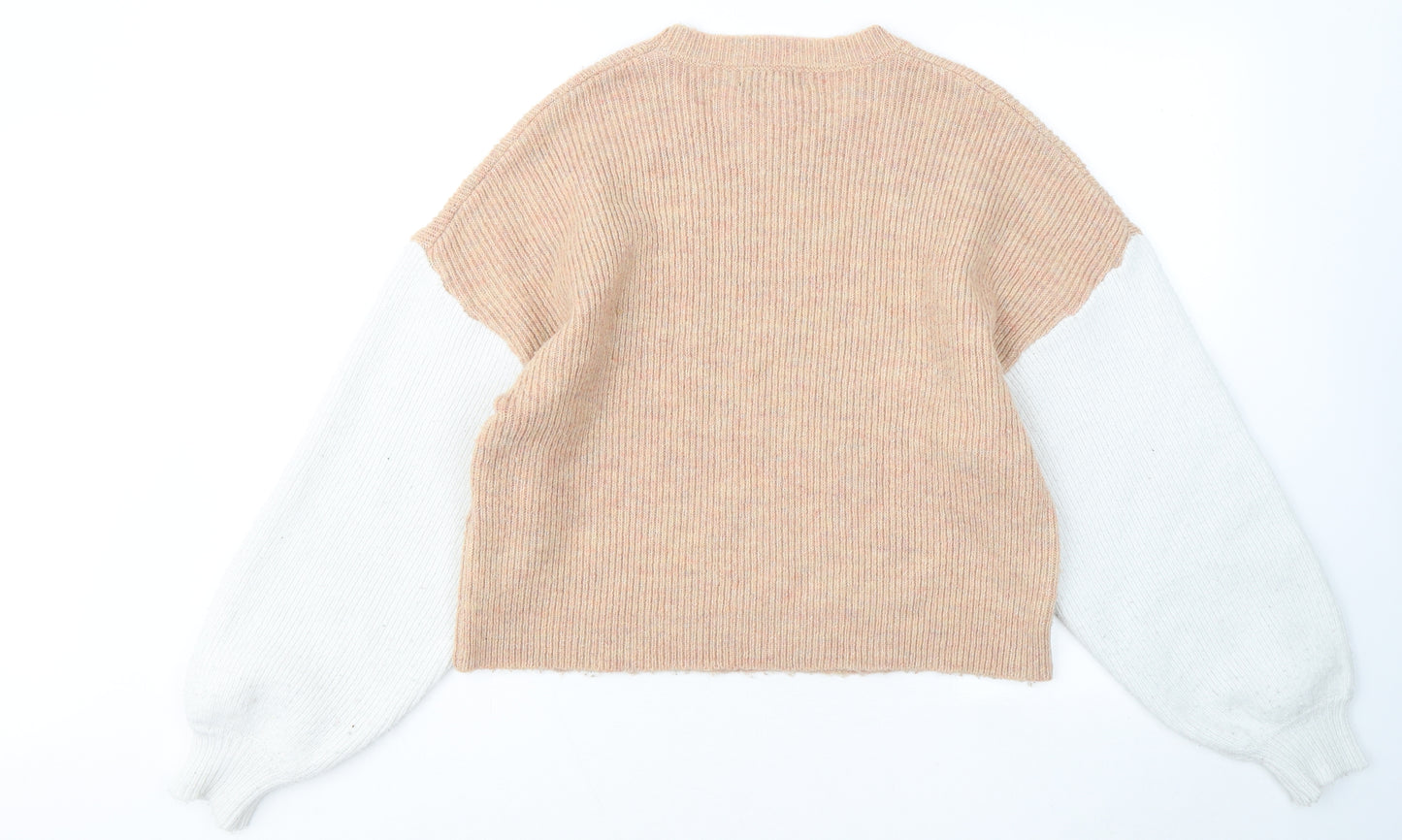 Missguided Womens Beige Round Neck Acrylic Pullover Jumper Size 6