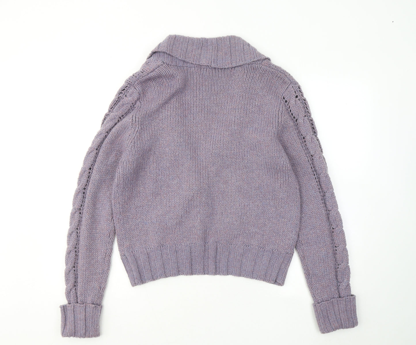 Marks and Spencer Womens Purple V-Neck Wool Cardigan Jumper Size 16