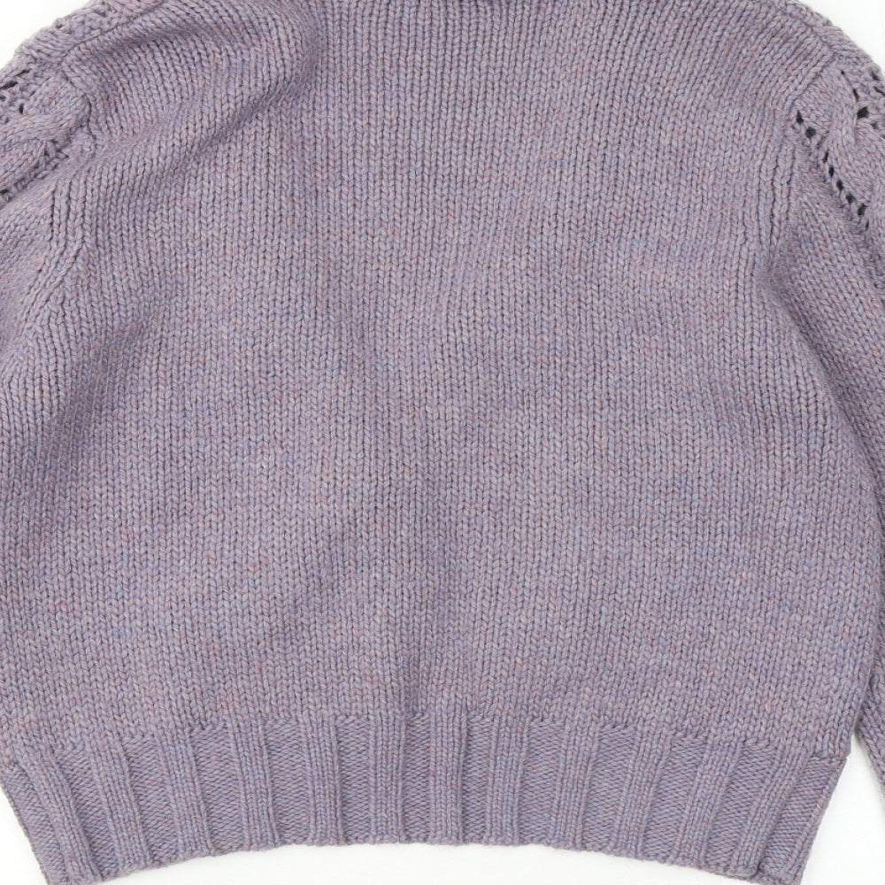 Marks and Spencer Womens Purple V-Neck Wool Cardigan Jumper Size 16