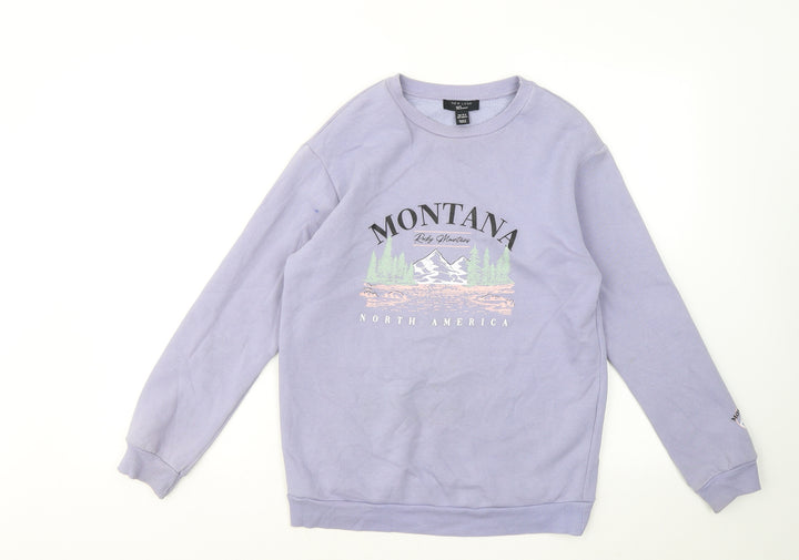 New Look Girls Blue Cotton Pullover Sweatshirt Size 10-11 Years - Montana North America