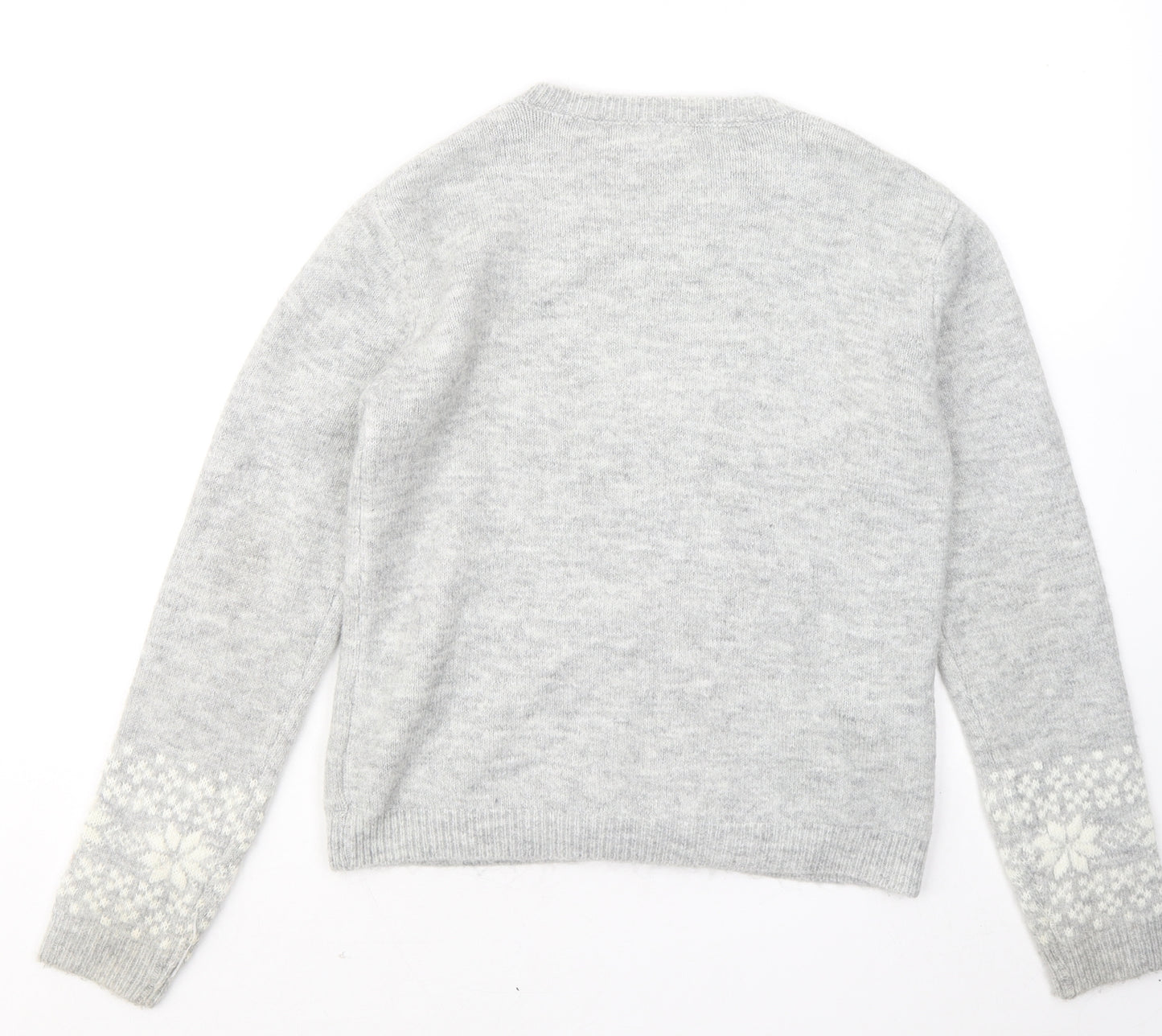 Primark Girls Grey Round Neck Acrylic Pullover Jumper Size 12 Years - Christmas jumper