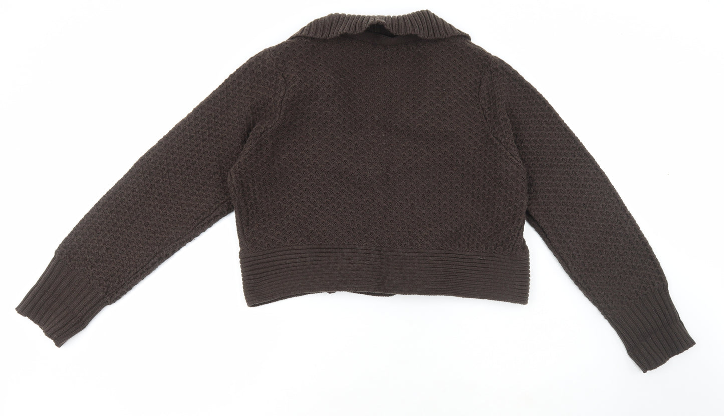 E-vie Womens Green Collared Acrylic Cardigan Jumper Size 18