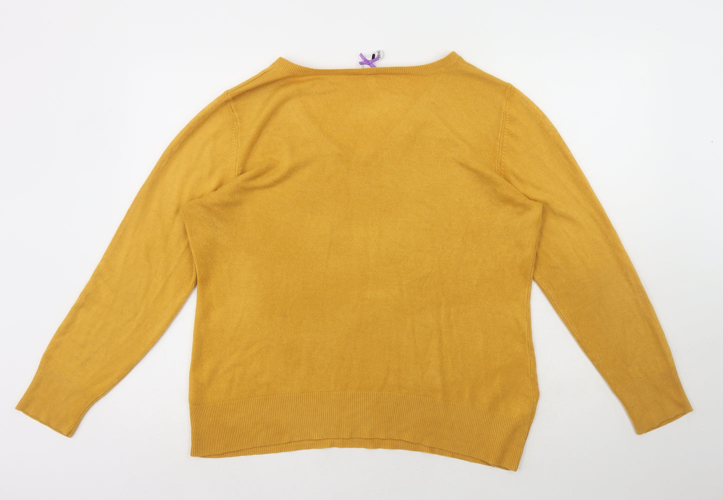 BHS Womens Yellow V-Neck Acrylic Pullover Jumper Size 18
