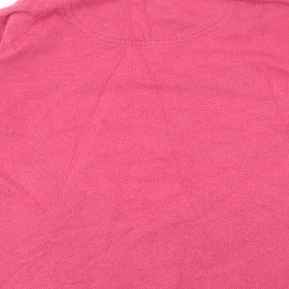 Edinburgh Woollen Mill Womens Pink Floral Cotton Henley Hoodie Size S - Embroidered