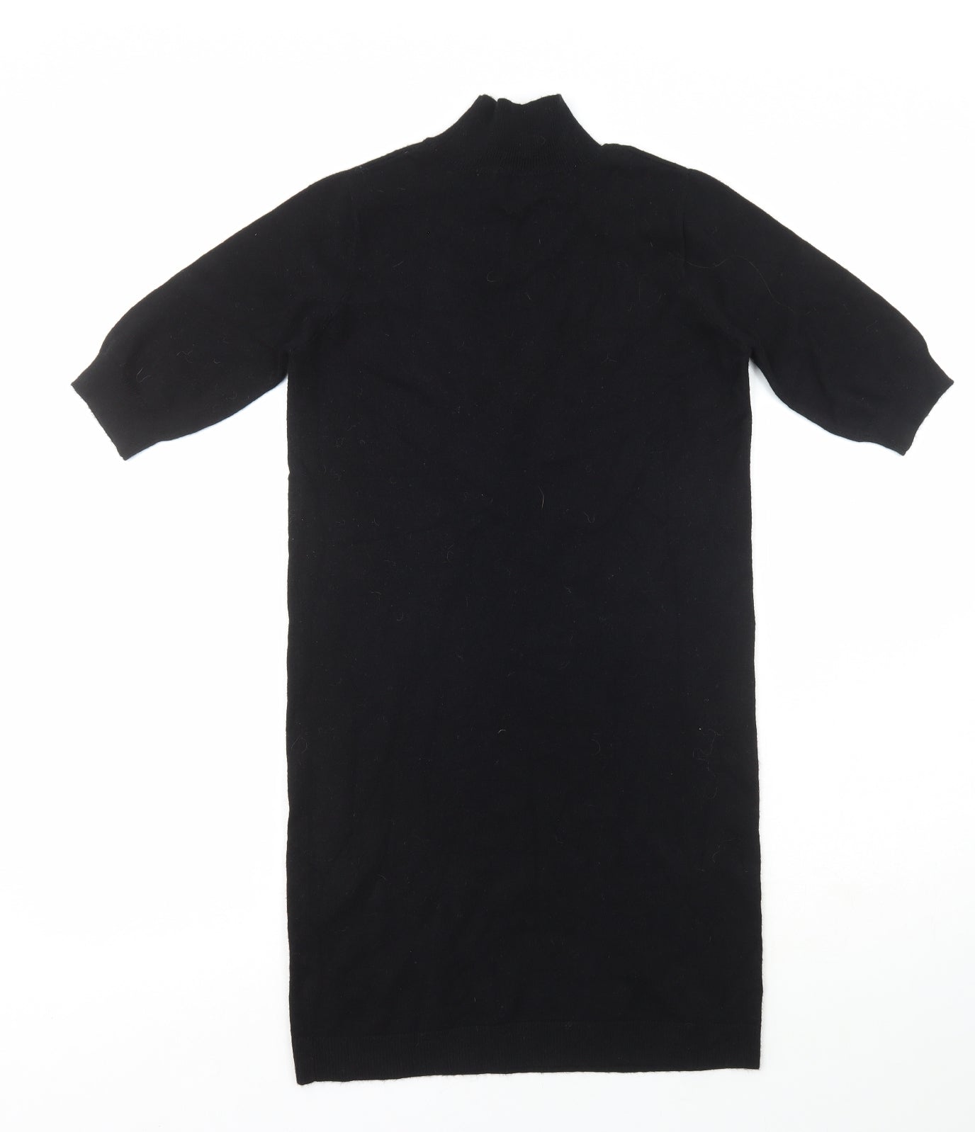 Preworn Womens Black Acrylic Jacket Dress Size 12 High Neck