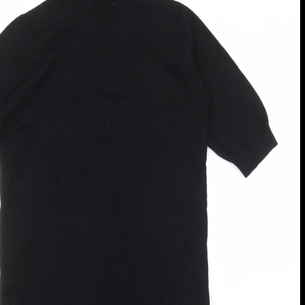 Preworn Womens Black Acrylic Jacket Dress Size 12 High Neck