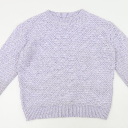 Marks and Spencer Womens Purple Round Neck Acrylic Pullover Jumper Size S