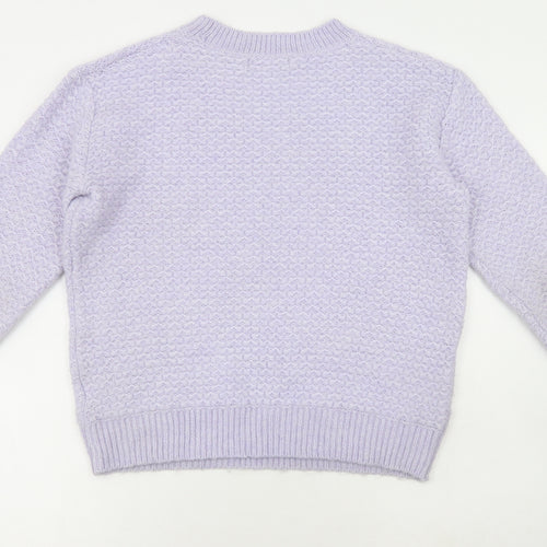 Marks and Spencer Womens Purple Round Neck Acrylic Pullover Jumper Size S