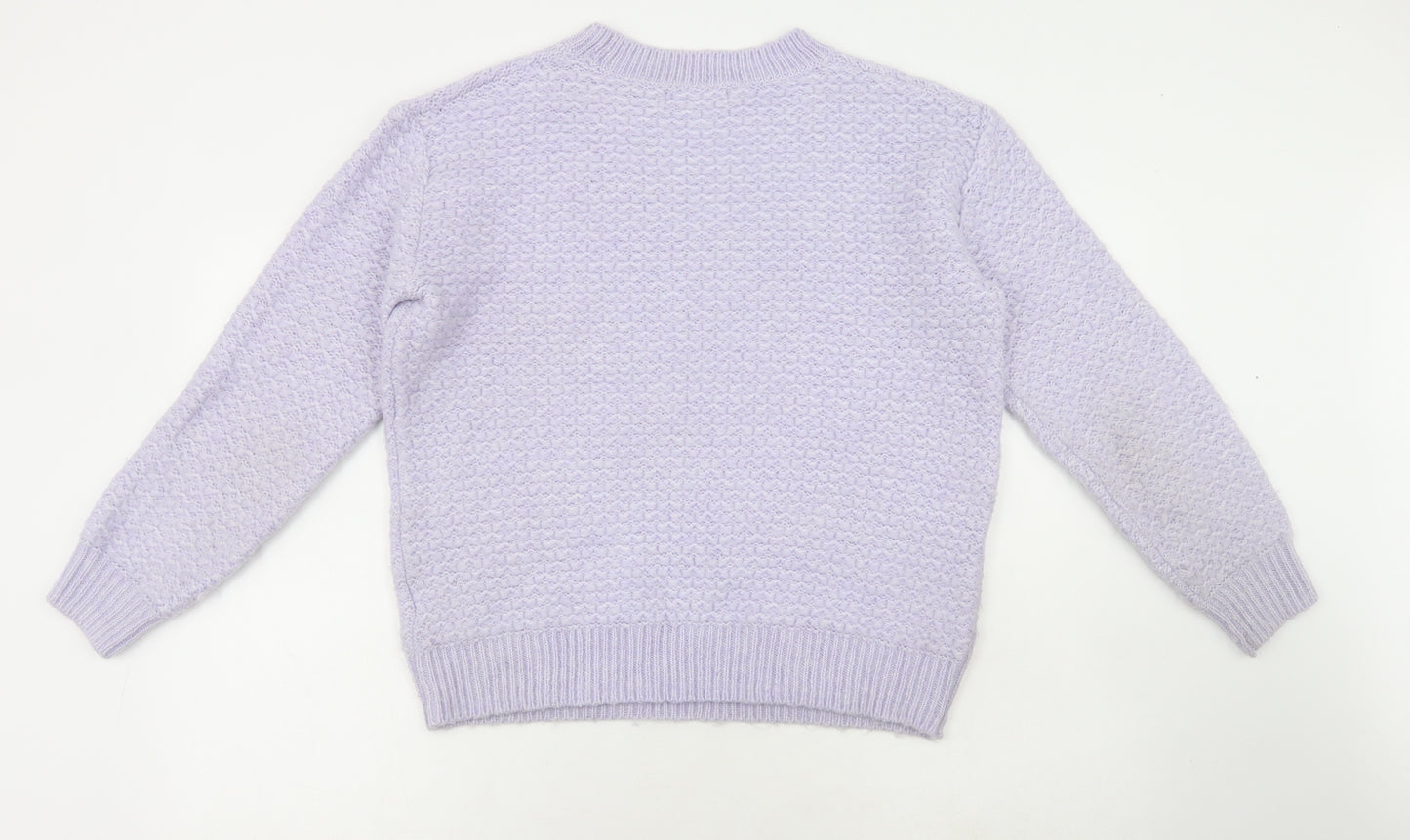 Marks and Spencer Womens Purple Round Neck Acrylic Pullover Jumper Size S