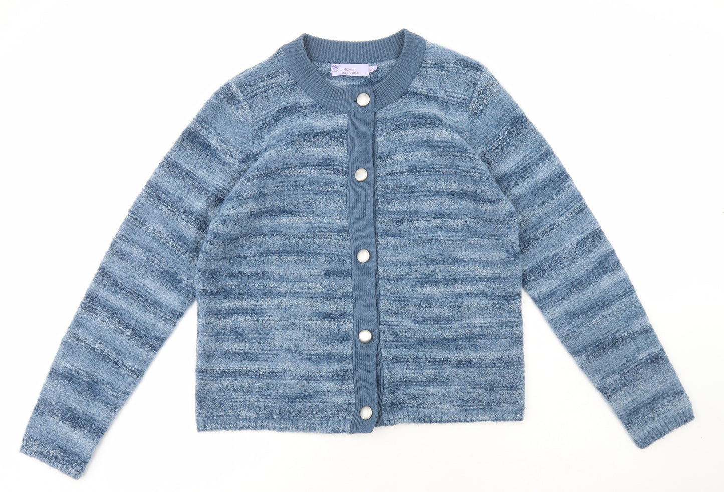 Honor Millburn Womens Blue Round Neck Acrylic Cardigan Jumper Size S