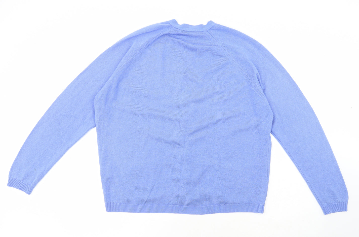 Edinburgh Woollen Mill Womens Blue V-Neck Wool Cardigan Jumper Size L