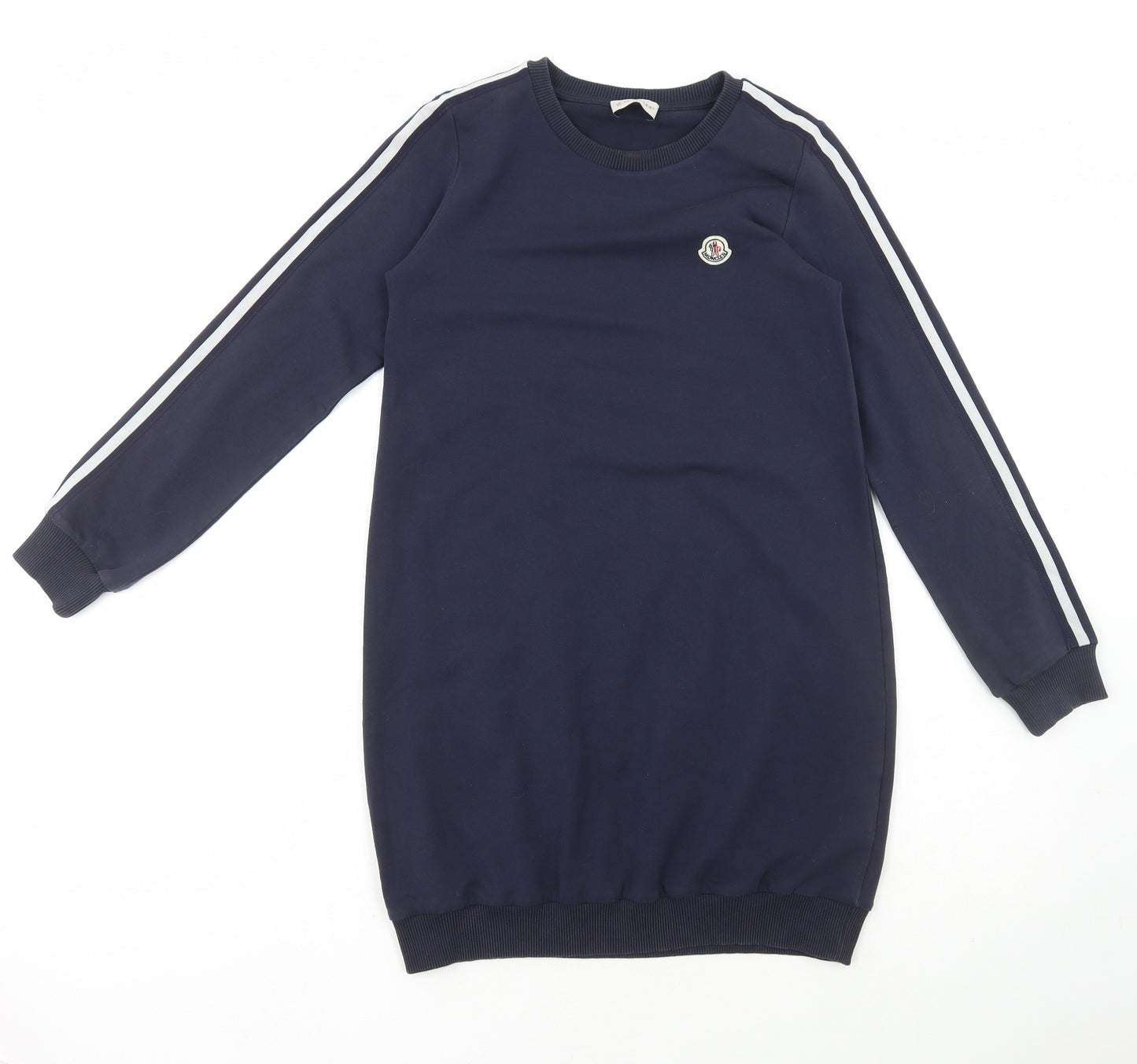 Moncler Girls Blue Cotton Jumper Dress Size 11-12 Years Round Neck