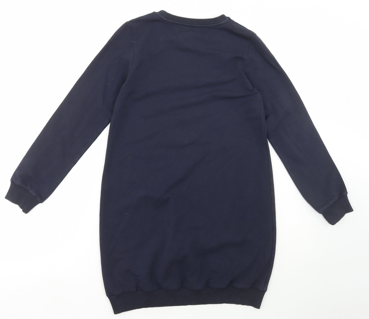 Moncler Girls Blue Cotton Jumper Dress Size 11-12 Years Round Neck