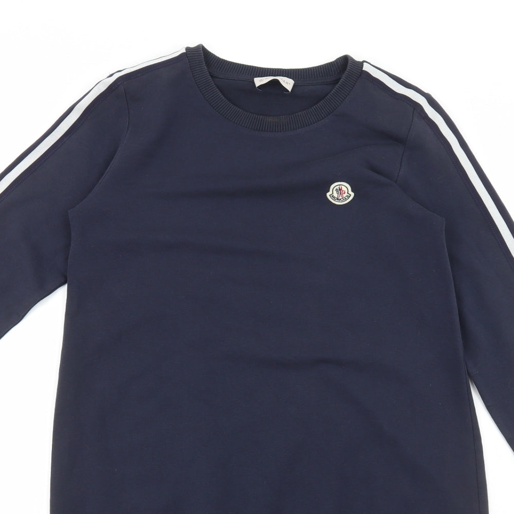 Moncler Girls Blue Cotton Jumper Dress Size 11-12 Years Round Neck