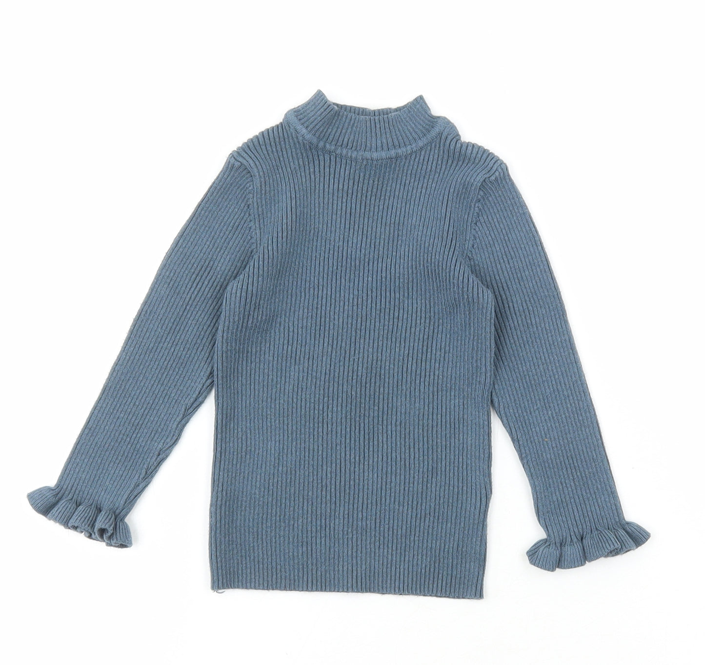 Nutmeg Girls Blue High Neck Viscose Pullover Jumper Size 2-3 Years