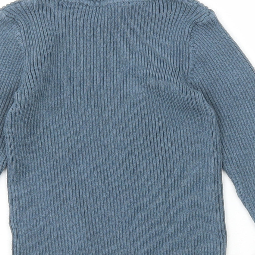 Nutmeg Girls Blue High Neck Viscose Pullover Jumper Size 2-3 Years