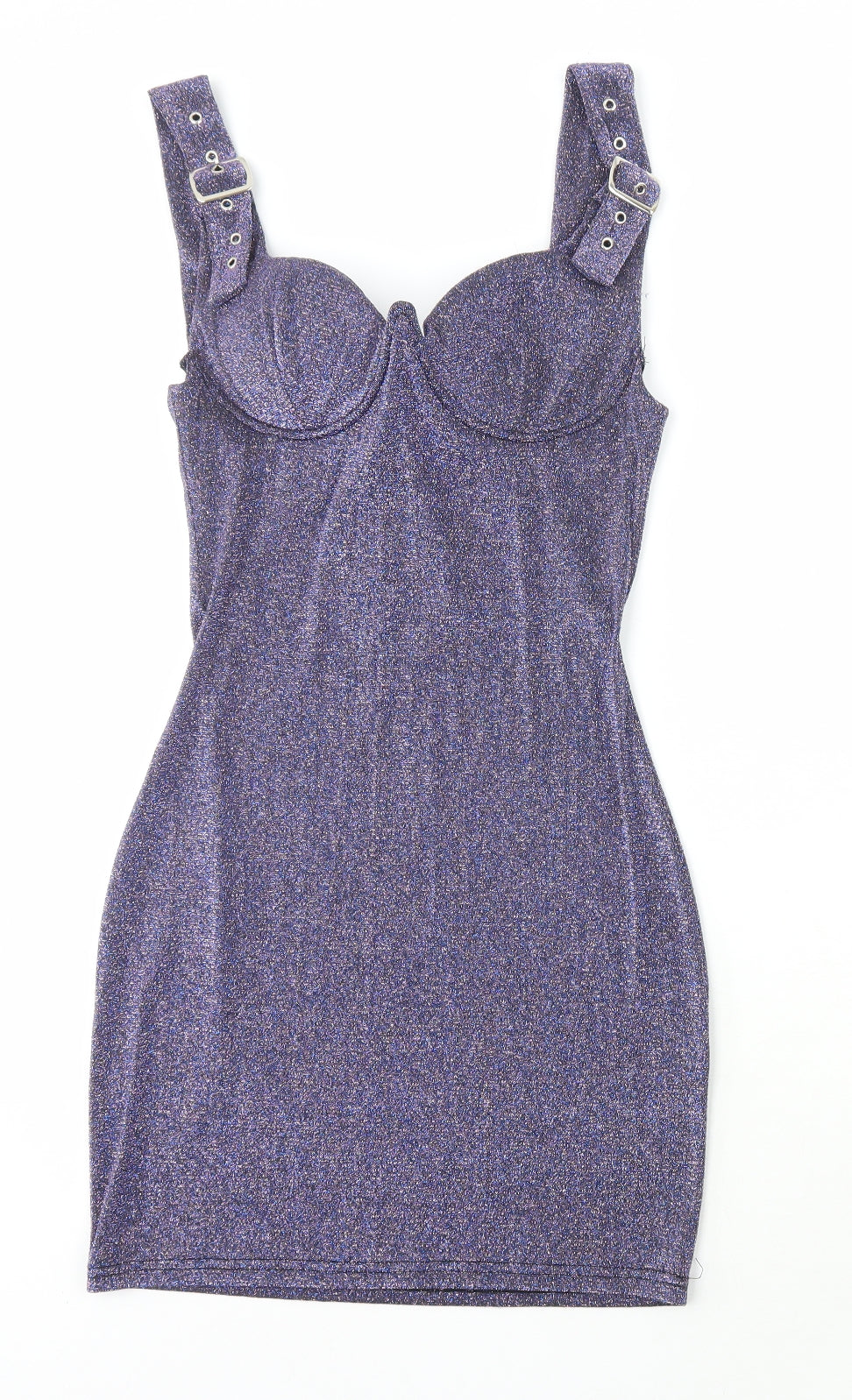 PRETTYLITTLETHING Womens Blue Polyester Bodycon Size 8 Sweetheart