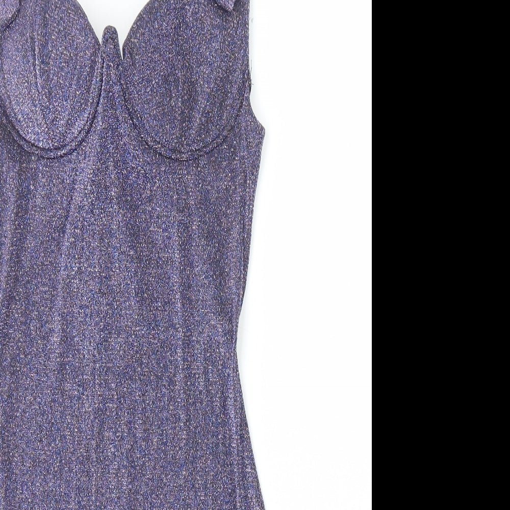 PRETTYLITTLETHING Womens Blue Polyester Bodycon Size 8 Sweetheart