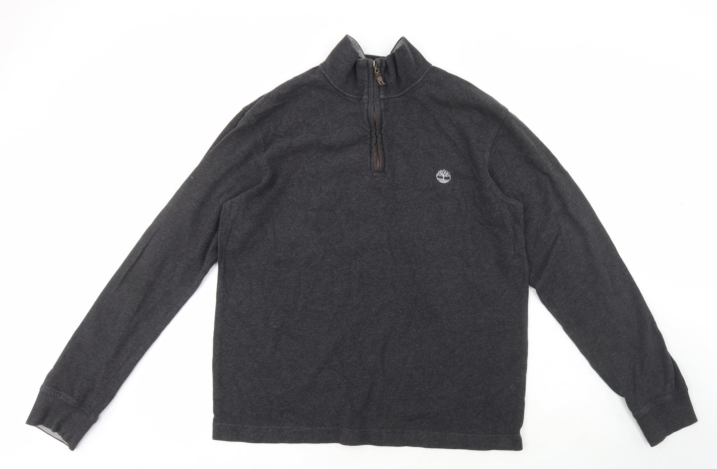 Timberland Mens Grey Cotton Henley Hoodie Size L