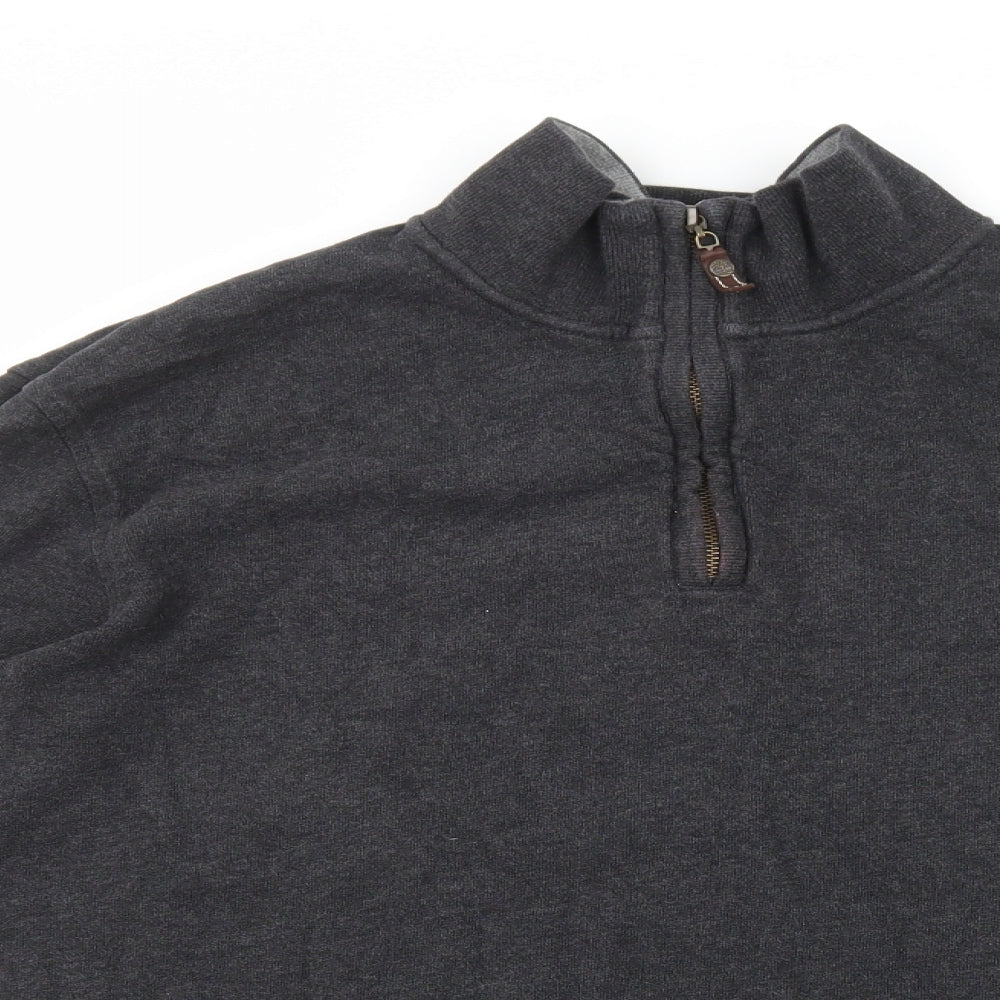 Timberland Mens Grey Cotton Henley Hoodie Size L