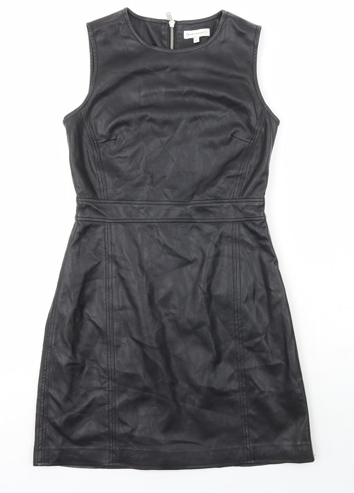 Warehouse Womens Black Polyester A-Line Size 10 Scoop Neck