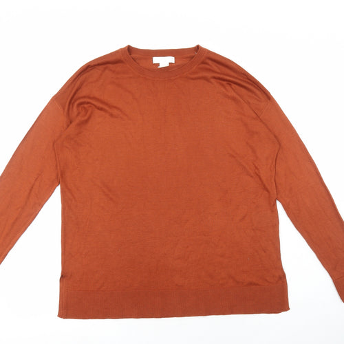 H&M Womens Orange Round Neck Viscose Pullover Jumper Size S