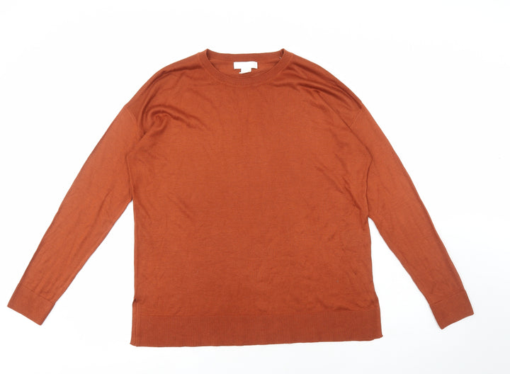H&M Womens Orange Round Neck Viscose Pullover Jumper Size S