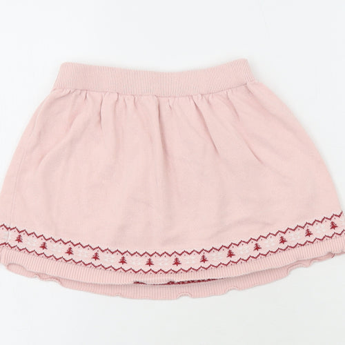 Primark Girls Pink Fair Isle Cotton Skater Skirt Size 4-5 Years Regular