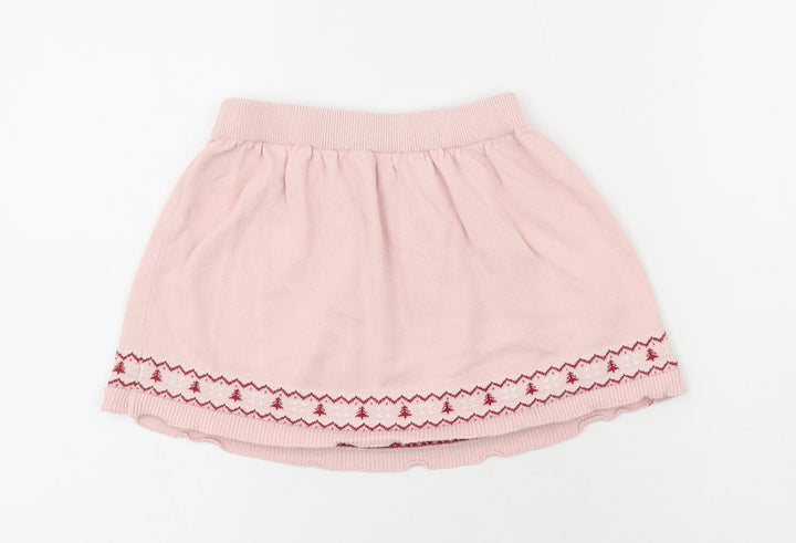Primark Girls Pink Fair Isle Cotton Skater Skirt Size 4-5 Years Regular