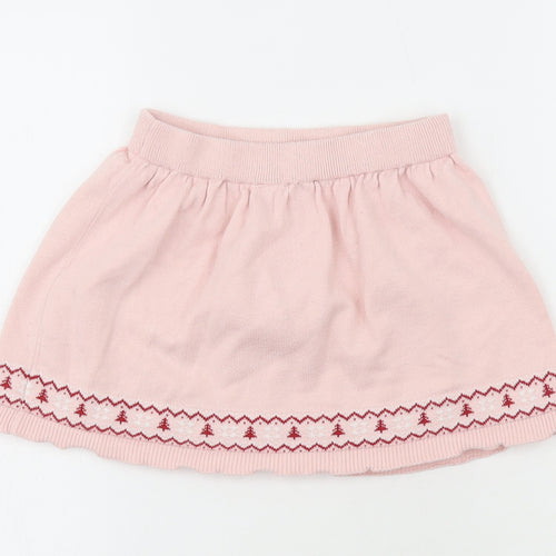 Primark Girls Pink Fair Isle Cotton Skater Skirt Size 4-5 Years Regular