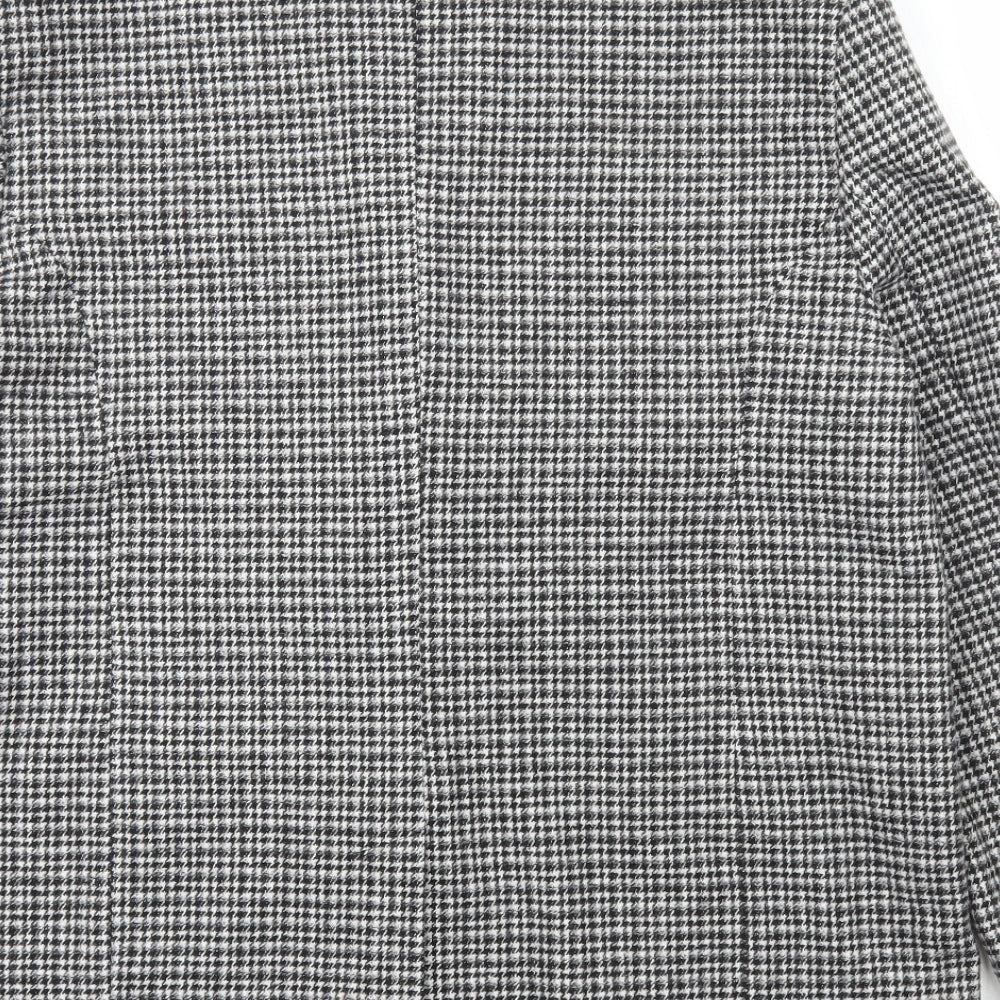 TU Womens Grey Plaid Jacket Blazer Size 16