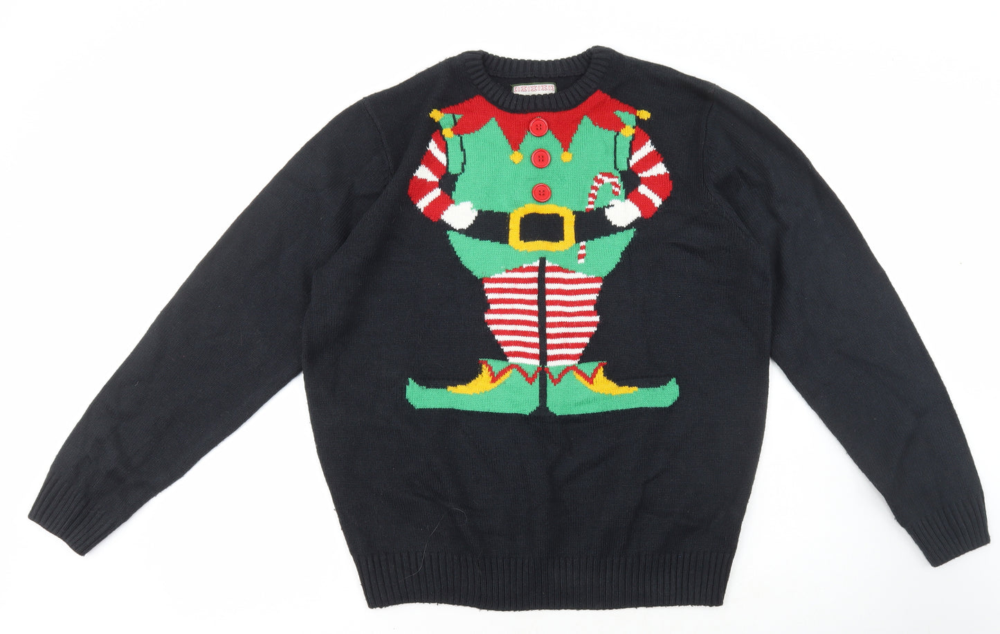 Preworn Mens Blue Round Neck Acrylic Pullover Jumper Size L