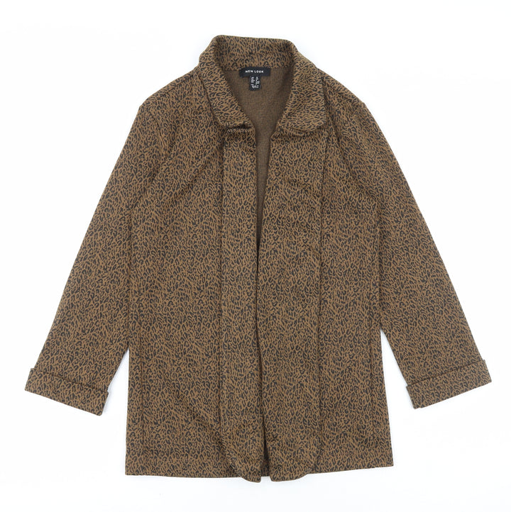 New Look Womens Brown Animal Print Jacket Blazer Size 10