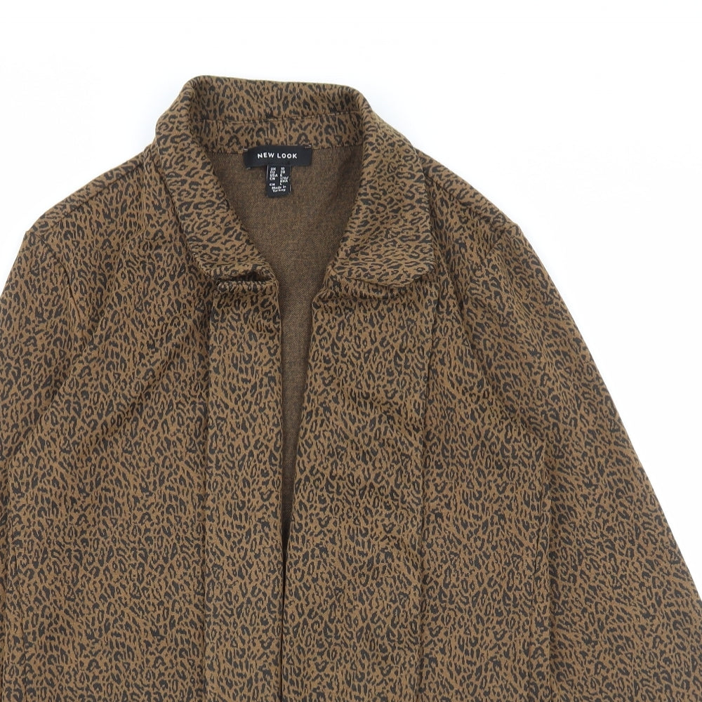 New Look Womens Brown Animal Print Jacket Blazer Size 10