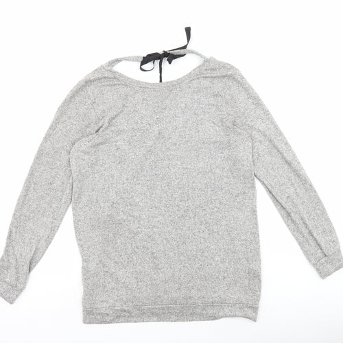 River Island Womens Grey Polyester Basic T-Shirt Size 8 Round Neck