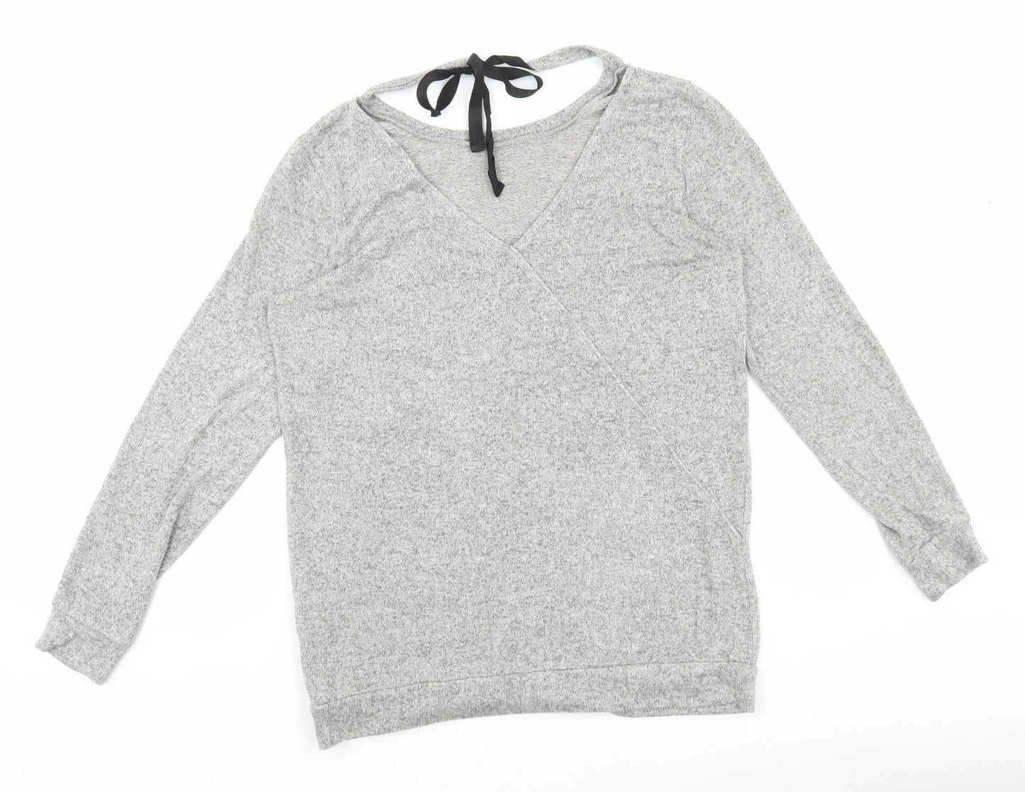 River Island Womens Grey Polyester Basic T-Shirt Size 8 Round Neck